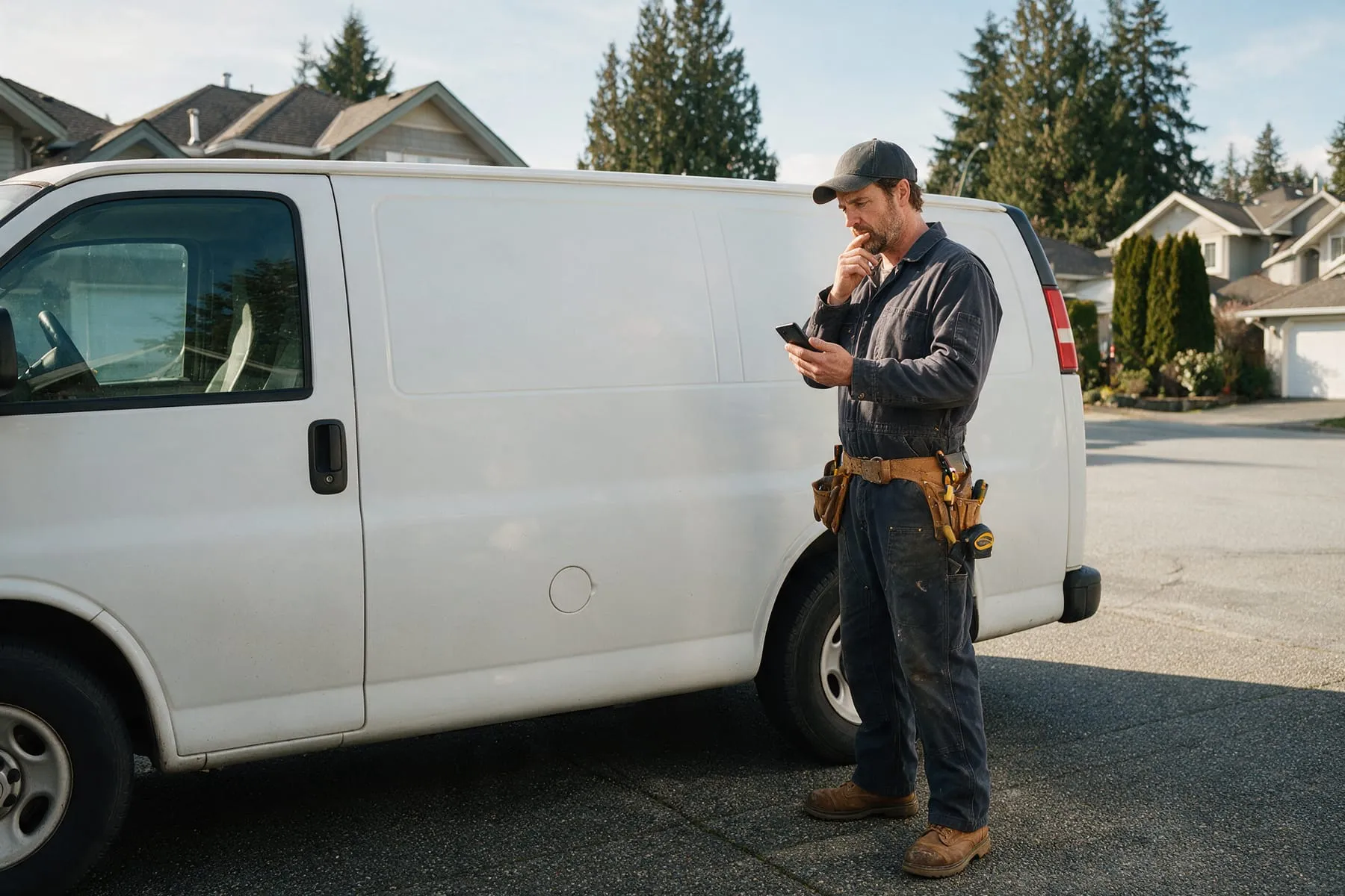 Local service business owner in BC checking Google Ads costs on a phone