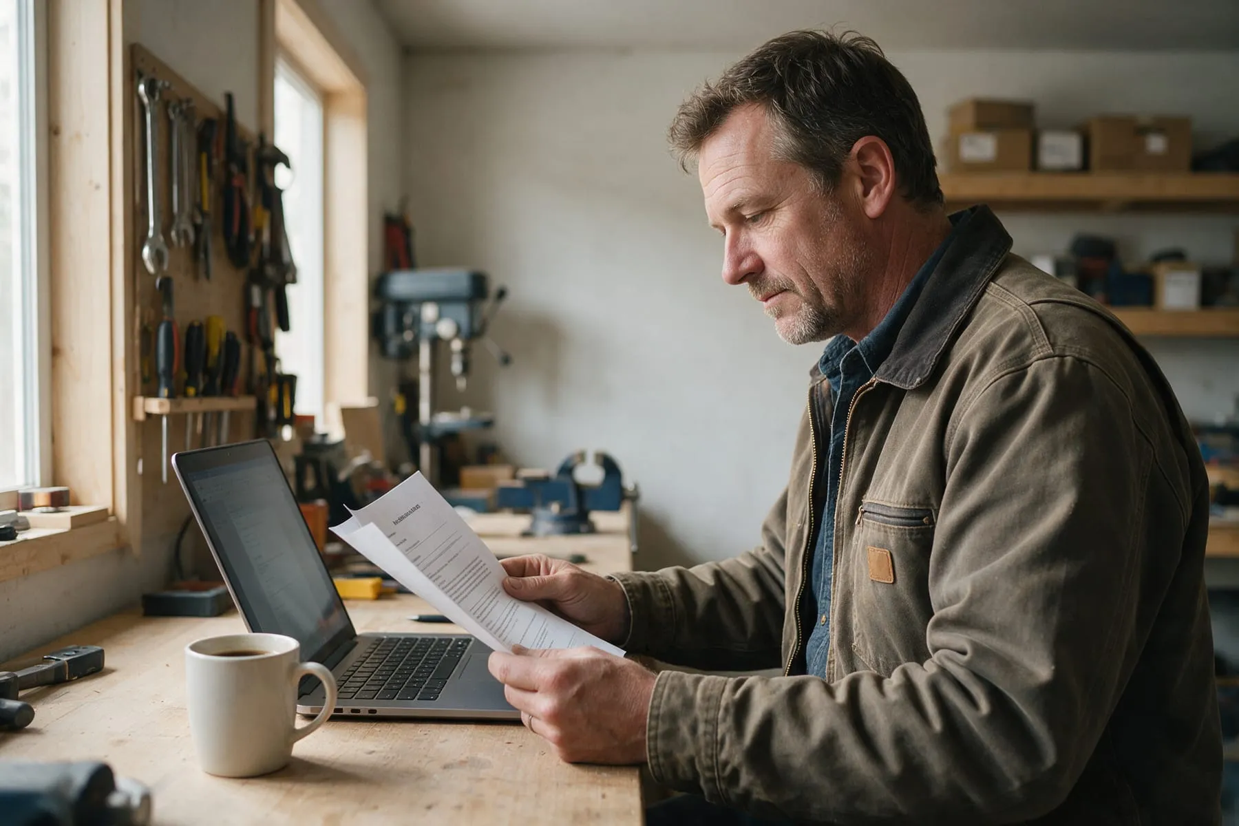 Local business owner reviewing an SEO proposal on a laptop