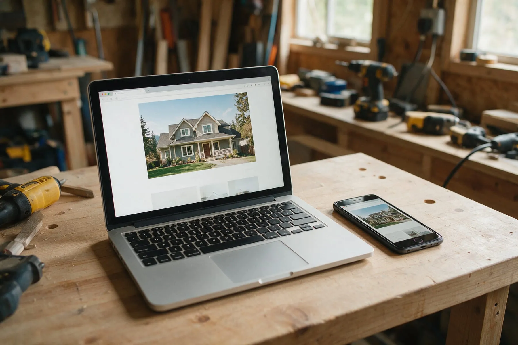 Local service business website on a laptop and a phone