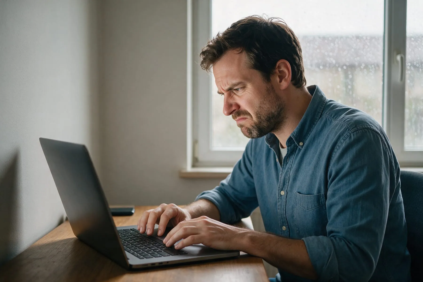 Business owner reading a cold email offering cheap SEO
